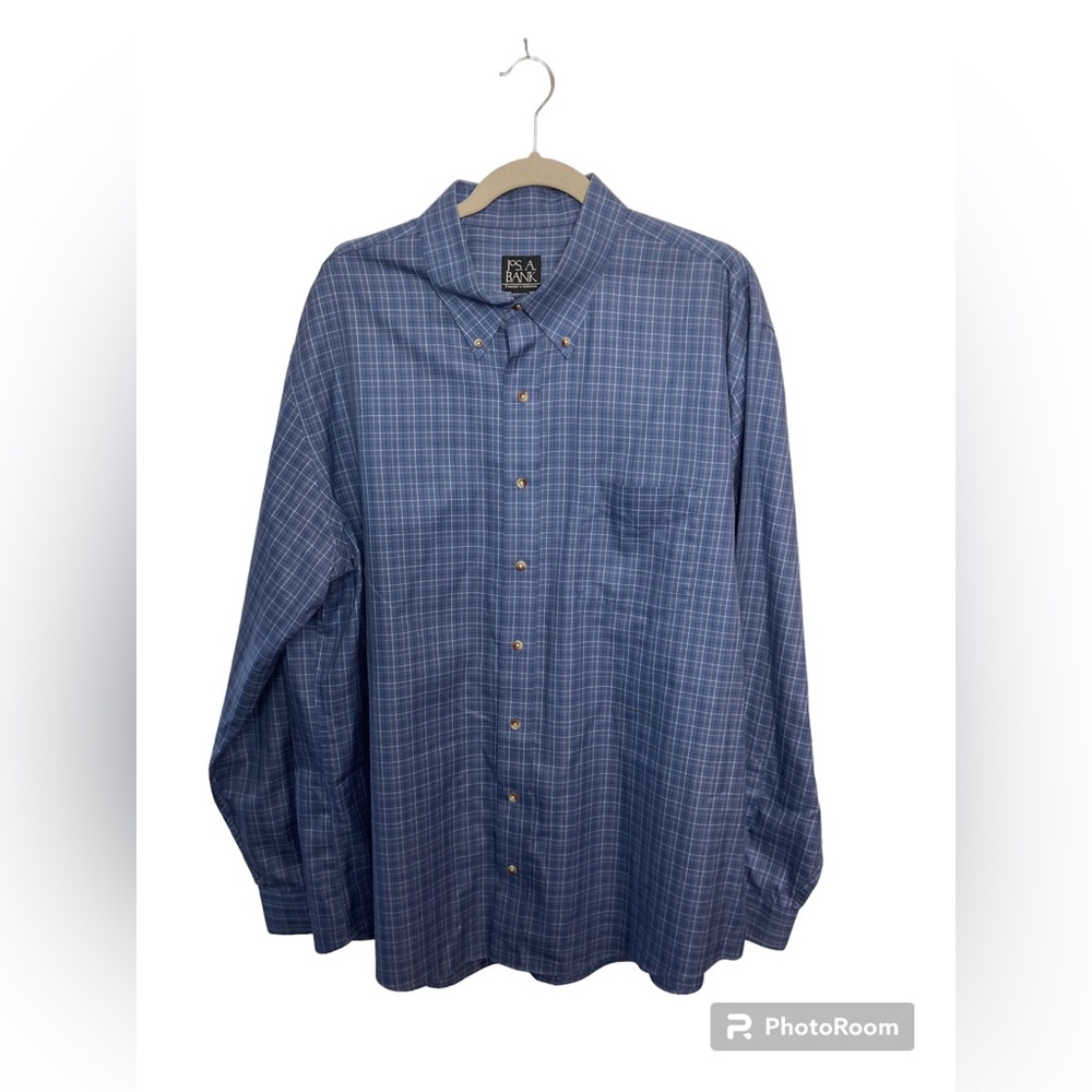 Jos. A. Bank Travelers blue/yellow plaid long sleeve tailored fit shirt. XXL